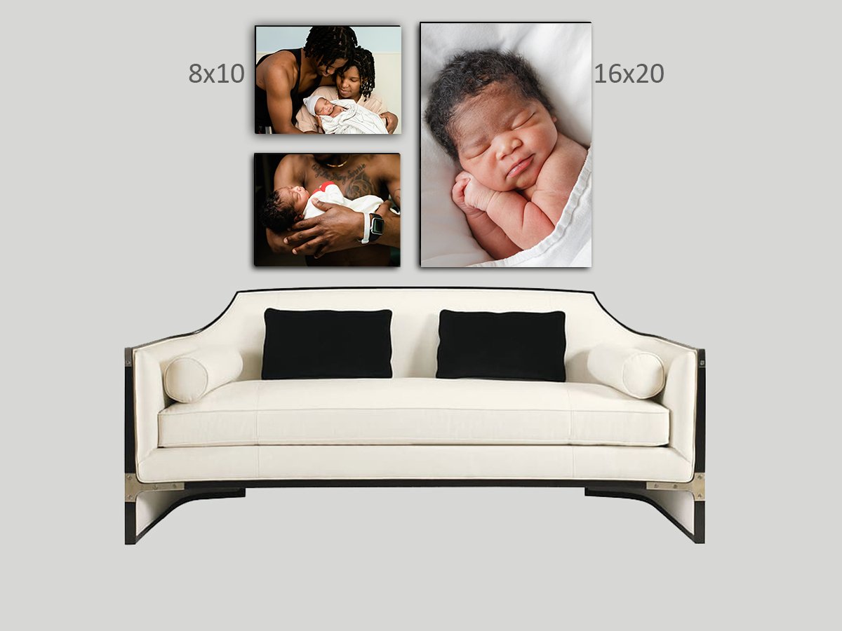 Two 8x10 gallery wrapped canvases beside a 16x20 canvas